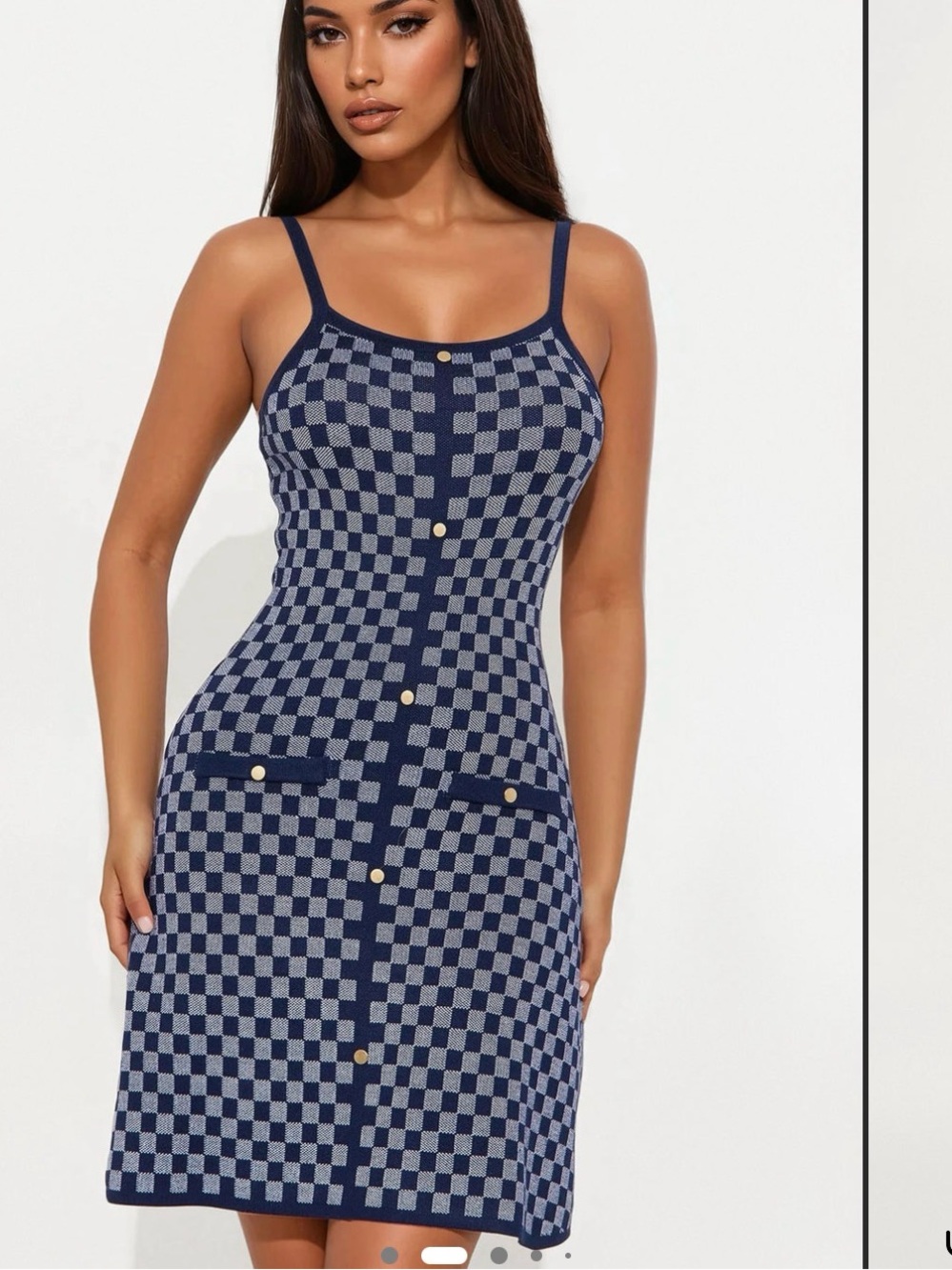 Navy plaid knitted  Dress